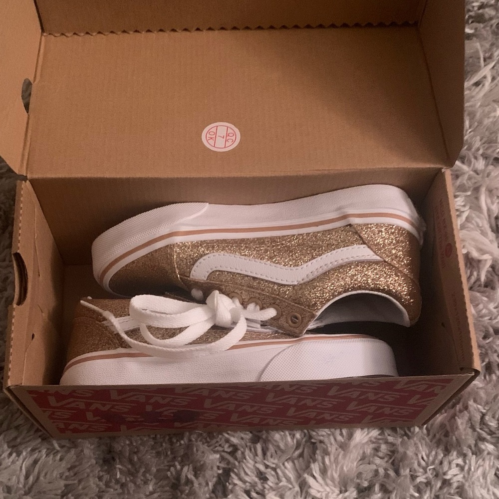 Gold glitter vans